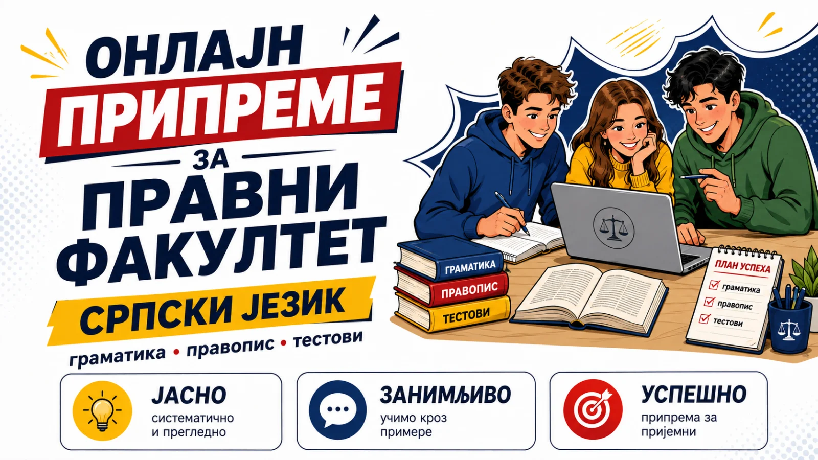 PRIPREMA ZA ISPIT ZA PRAVNI FAKULTET PO OBLASTIMA IZ PROGRAMA - KNJIŽEVNOST